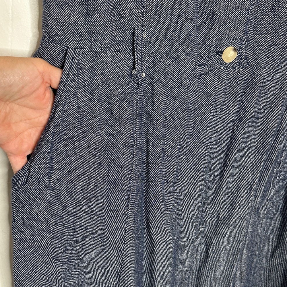 Liz Claiborne Linen Blue Midi Dress with Waist Tie - Picture 5 of 10